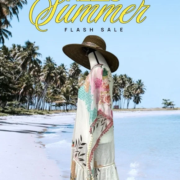 Z&L Floral Kaftan Cover-Up (HAT not included) - Picture 5 of 7